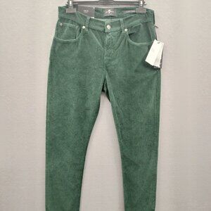 7 FOR ALL MANKIND Men's 30x31 Corduroy Slimmy Slim Tapered Hunter Green $218MSRP
